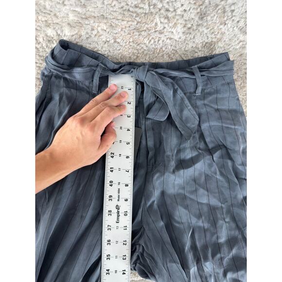 NEW Rails Size S Pinstripe Wide Leg Tie Casual Pants Charcoal Button Zip NWT - Picture 4 of 12